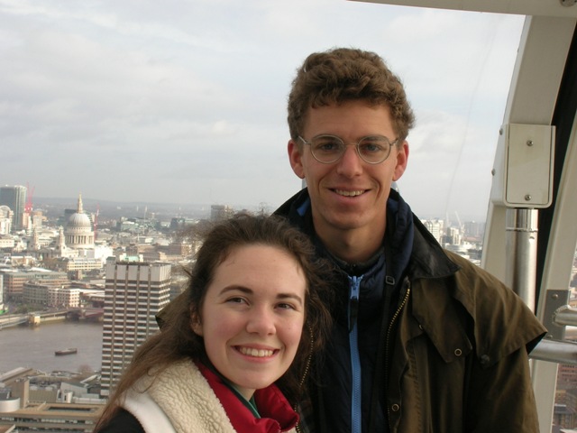 Peter and Tara aboard the London Eye overlooking London.