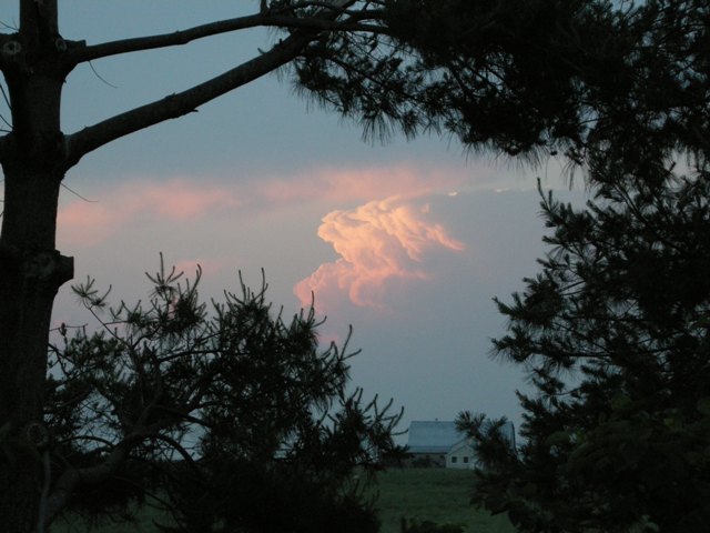 A storm basks in the day's last rays.